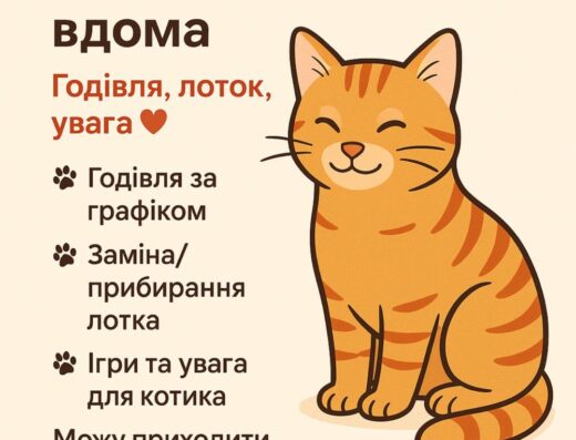 Догляд за котиком вдома. Годівля, лоток, увага. Котоняня
