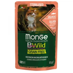 Monge Bwild Cat pouch Grain Free Sterilised лосось з креветками та овочами 85 г
