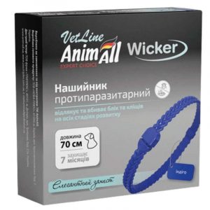 Нашийник протипаразитарний AnimAll VetLine Wicker для собак, індіго, 70 см