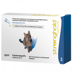 Піпетки протипаразитарні Стронгхолд для котів 2,6-7,5 кг, 30 мг (ціна за 1 шт)