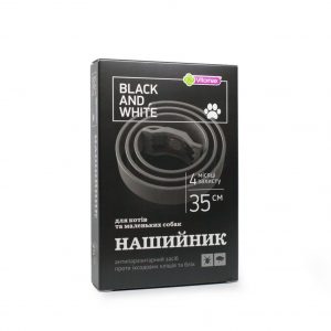 Протипаразитарний нашийник Vitomax Black&White для котів та малих порід собак від бліх та кліщів, чорний, 35 см