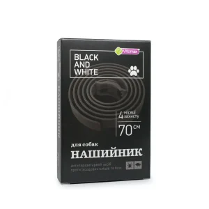 Протипаразитарний нашийник Vitomax Black&White для великих порід собак від бліх та кліщів, чорний, 70 см