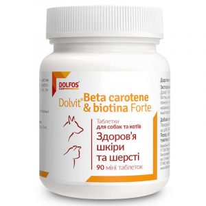 Вітамінно-мінеральний комплекс Dolfos Dolvit Beta Karoten & Biotyna Forte для котів та собак, 90 міні таблеток