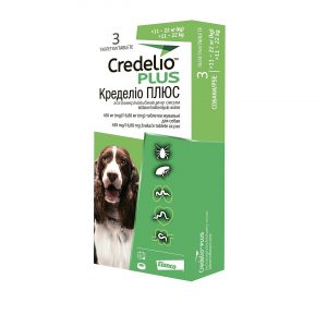 Протипаразитарні жувальні таблетки Credelio Plus by Elanco від бліх, кліщів та гельмінтів для собак, 11-22 кг (ціна за 1 таб)