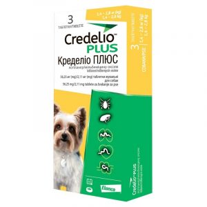 Протипаразитарні жувальні таблетки Credelio Plus by Elanco від бліх, кліщів та гельмінтів для собак, 1.4-2.8 кг (ціна за 1 таб)