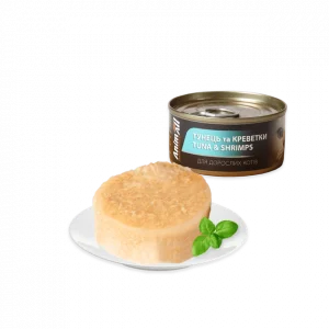 Вологий корм AnimAll з тунцем та креветками для дорослих котів, 85 г