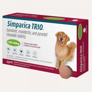 Жувальні таблетки Сімпаріка ТРІО для собак, 20-40 кг (ціна за 1шт)