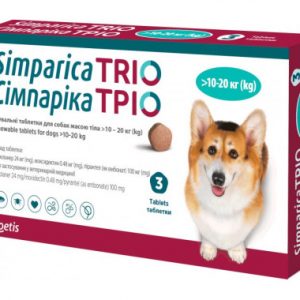 Жувальні таблетки Сімпаріка ТРІО для собак, 10-20 кг (ціна за 1шт)