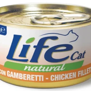 Вологий корм LifeCat Natural Куряче філе з креветками, 85 г