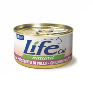 Вологий корм LifeCat Natural Куряче філе з шинкою, 85 г