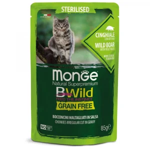 Monge Bwild Cat pouch Grain Free Sterilised мясо дикого кабана з овочами, 85 г