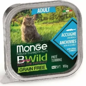 Monge Bwild Cat alutray Grain Free Adult анчоус з овочами 100 г