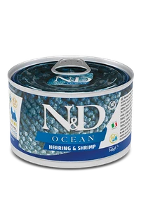 N&D Dog КОНС Grain Free OCEAN HERRING & SHRIMP ADULT MINI 140 г Farmina