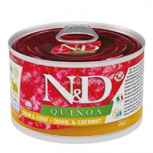 N&D Dog КОНС Grain Free QUINOA SKIN&COAT ADULT MINI з перепілкою 140 г Farmina