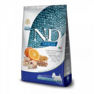Сухий корм Farmina N&D Ocean Cod, Spelt, Oats & Orange Adult Mini для собак дрібних порід з тріскою та апельсином, 800 г