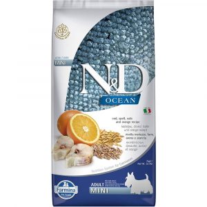 Сухий корм Farmina N&D Ocean Cod, Spelt, Oats & Orange Adult Mini для собак дрібних порід з тріскою та апельсином, 7 кг
