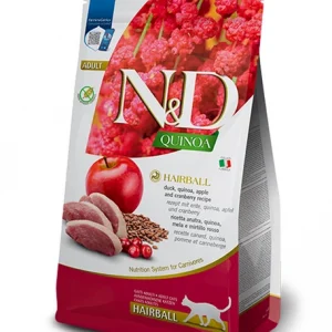Сухий корм Farmina N&D Quinoa Hairball Adult Cat для котів для виведення шерсті із шлунку з качкою та кіноа, 1.5 кг