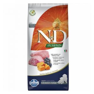 Сухий корм Farmina N&D Pumpkin GF Lamb & Blueberry Puppy Medium & Maxi для цуценят середніх і великих порід з ягням, гарбузом та чорницею, 2.5 кг