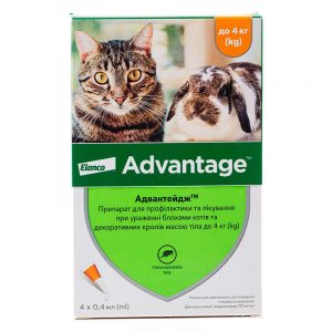 Протипаразитарні краплі Advantage для котів та кролів, до 4 кг № 4 спот-он (ціна за 1 шт)