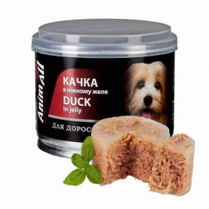 Вологий корм AnimAll з качкою для дорослих собак (шматочки в желе), 195 г