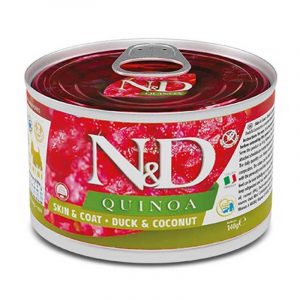 Вологий корм Farmina N&D Quinoa Skin & Coat Duck & Coconut Adult Mini з качкою, кіноа та кокосом для собак дрібних порід з харчовою непереносимістю, 140 г