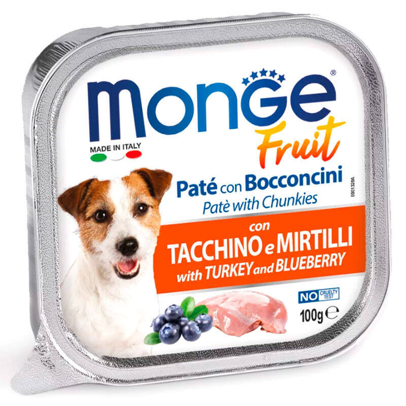 Паштет Monge Dog Fruit для собак з м'ясом індички і чорницею, 100 г