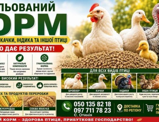 Комбікорм гранульований для курей-бройлерів, качок та індиків